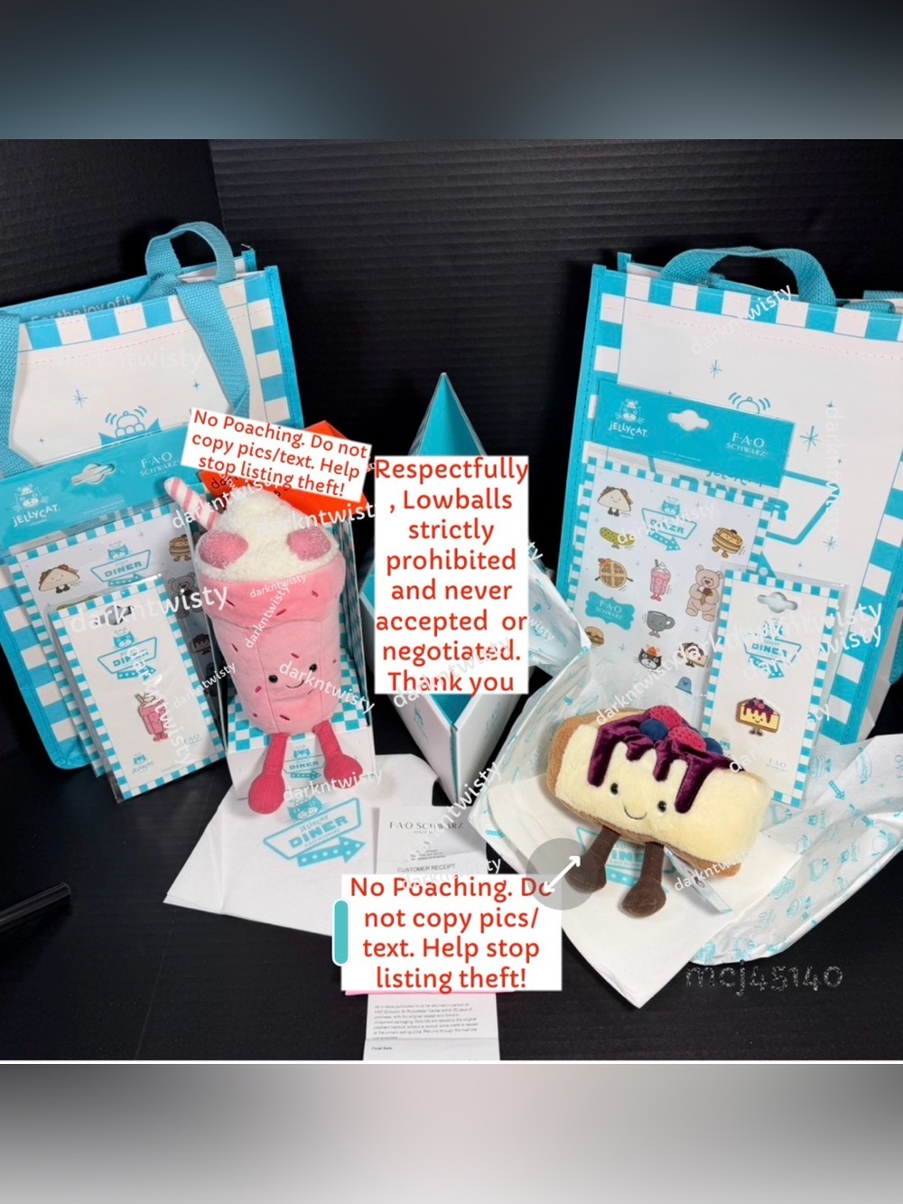 BNWT AUTH SALES RECEIPT JELLYCAT DINER NYC CREMBER CHEESECAKE BUBECCA MILKSHAKE